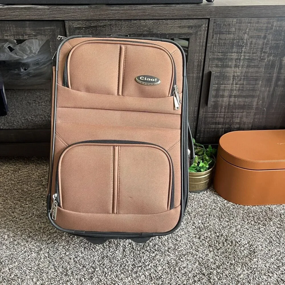 Ciao Luggage Carry On Wheeled Under The Plane Seat Brown Expand Bag Travel